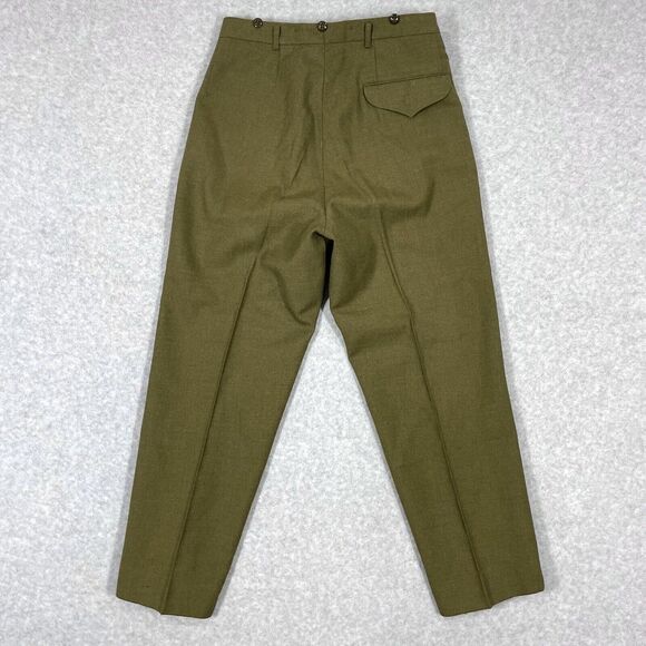 Vintage Military 60s Army Trousers Pants Mens 32 Short Wool Heavy Button Fly - Picture 7 of 14